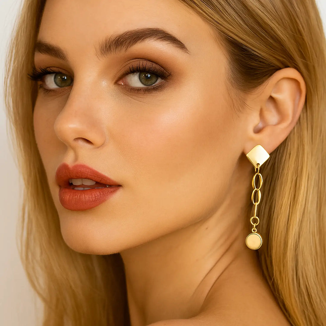 Beige Geometry - Ohrstecker