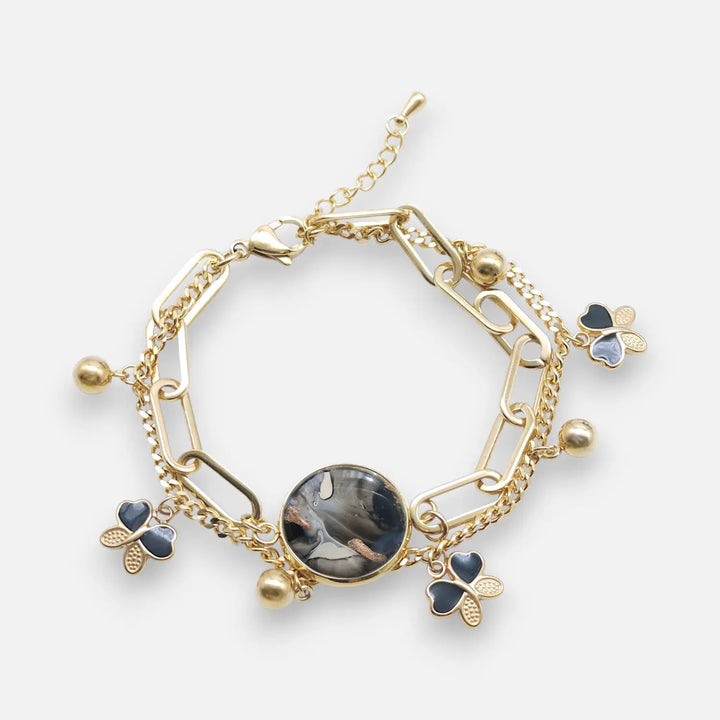 Butterfly Charm Layer - Smoky Quartz Glitter - Double-Layer