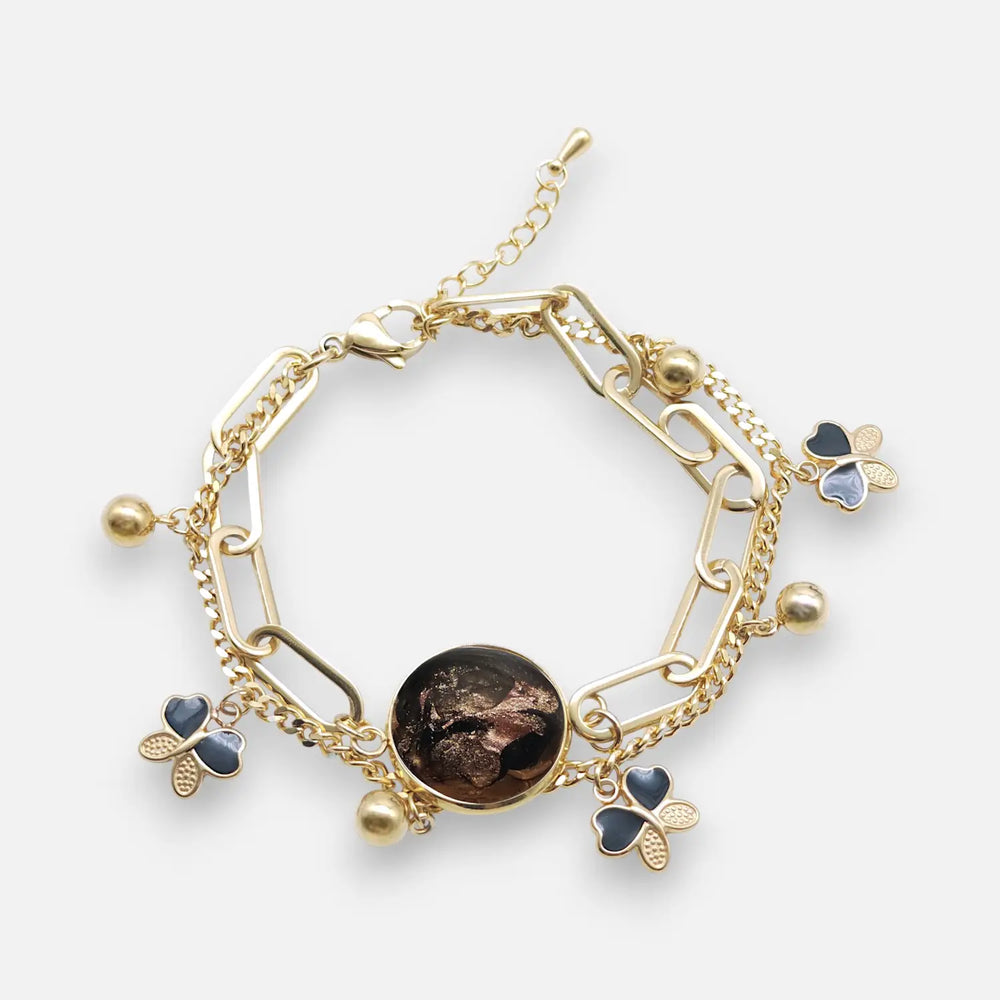 Butterfly Charm Layer - Bronze Noir Glaze - Double-Layer