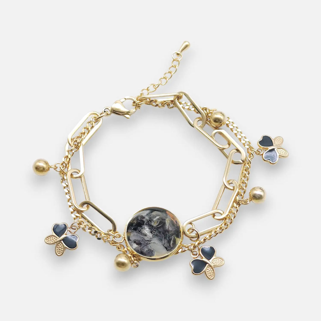 Butterfly Charm Layer - Smoky Amber Lace - Double-Layer