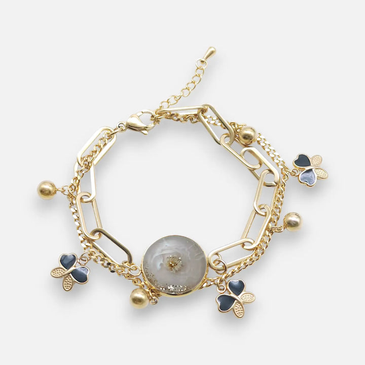 Butterfly Charm Layer - Ivory Gold Blossom - Double-Layer