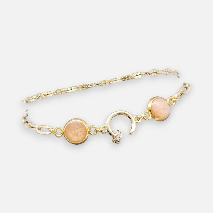 Layered Shine Bracelet - Champagne Ivory - Double-Layer