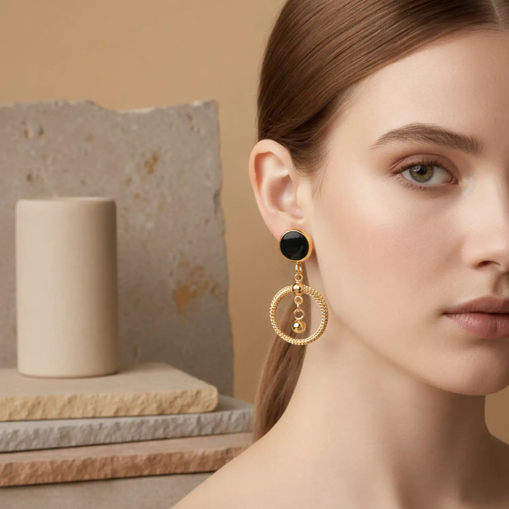 Onyx Ring Studs - Ohrstecker