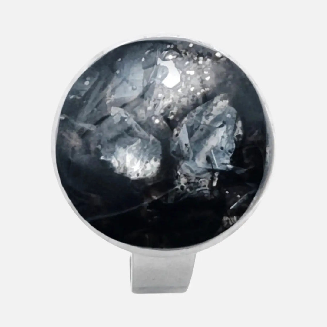 Onyx Steel Ring - Unigröße (verstellbar)