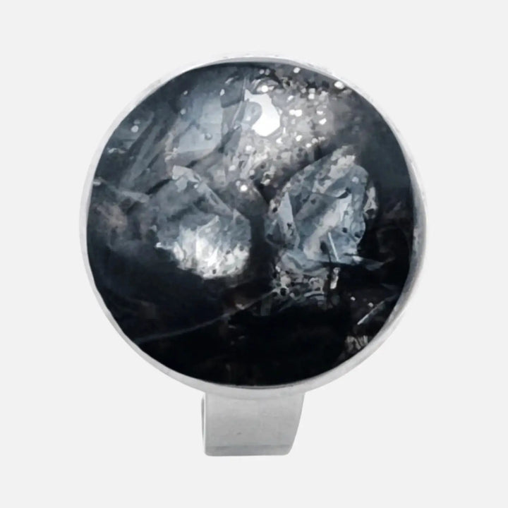 Onyx Steel Ring - Unigröße (verstellbar)