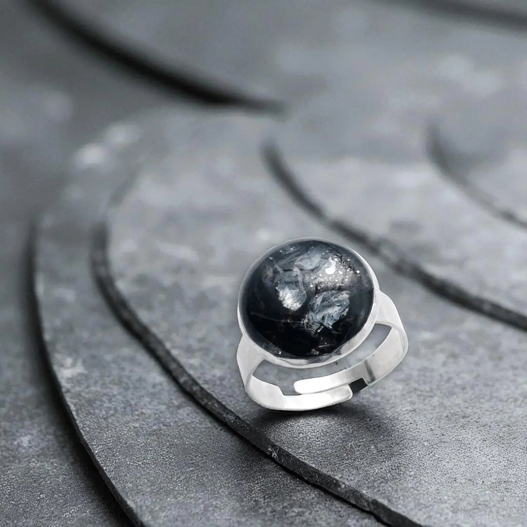 Onyx Steel Ring - Unigröße (verstellbar)