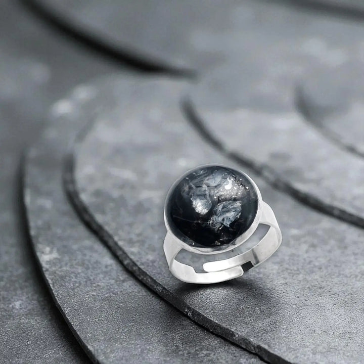 Onyx Steel Ring - Unigröße (verstellbar)