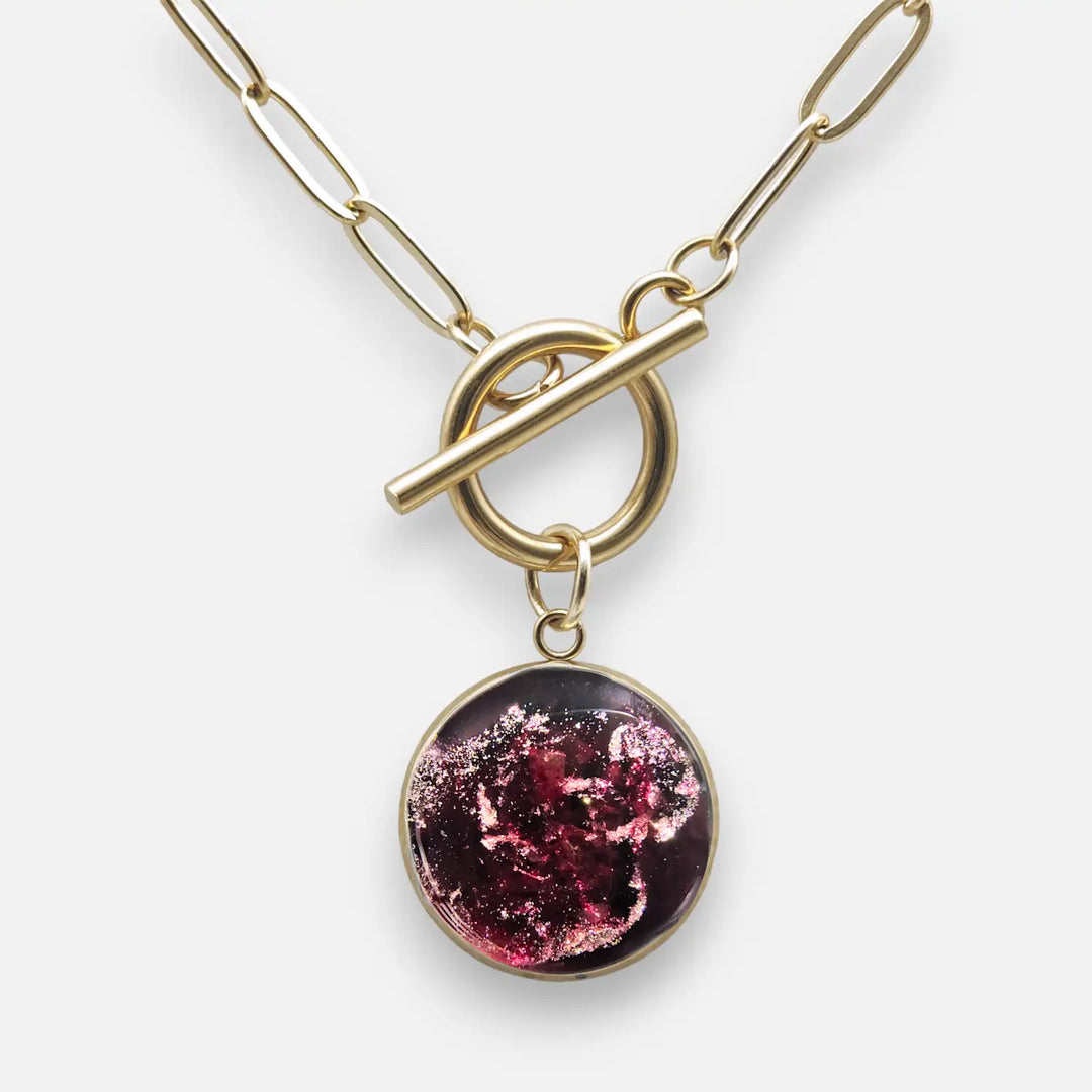 Paperclip Toggle Chain - Ruby Cosmic Glow - Paperclip