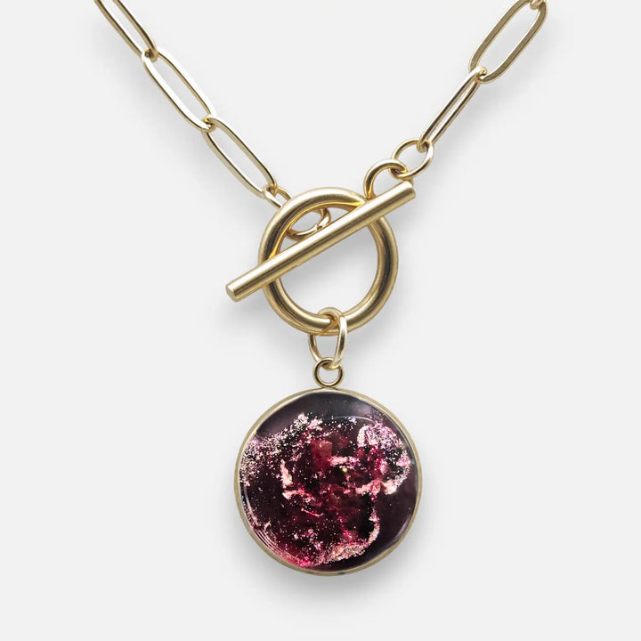 Paperclip Toggle Chain - Ruby Cosmic Glow - Paperclip