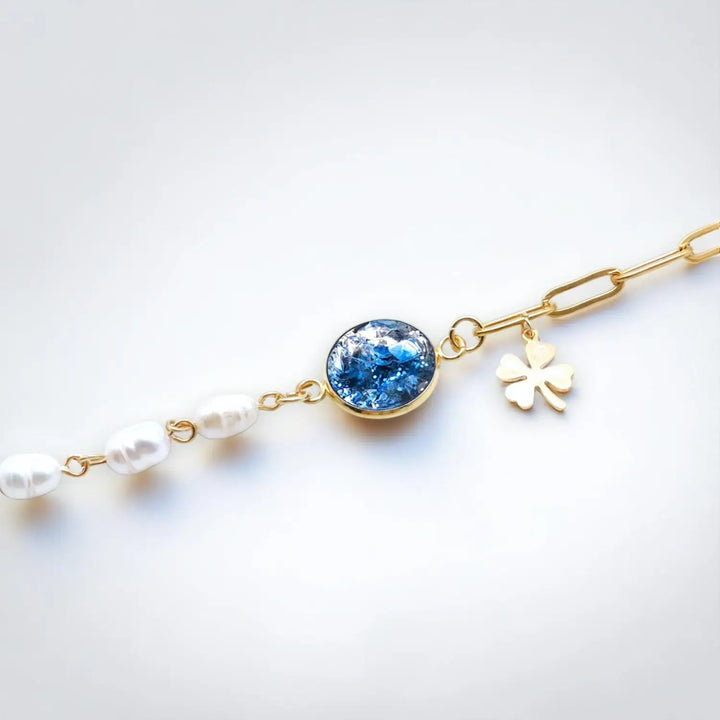 Pearl Paperclip Mix - Süßwasserperlenkette/Paperclipkette