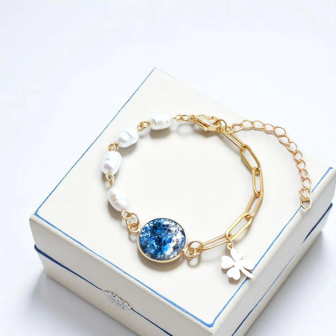 Pearl Paperclip Mix - Süßwasserperlenkette/Paperclipkette