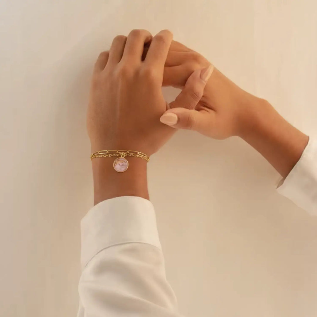 Rosy Glow Duo - Double-Layer (Paperclip/Ankerkette)