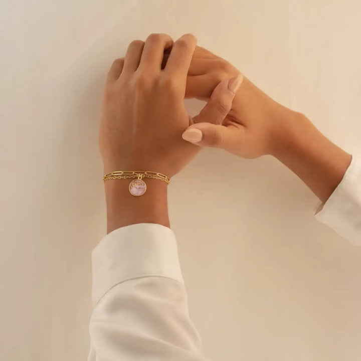 Rosy Glow Duo - Double-Layer (Paperclip/Ankerkette)