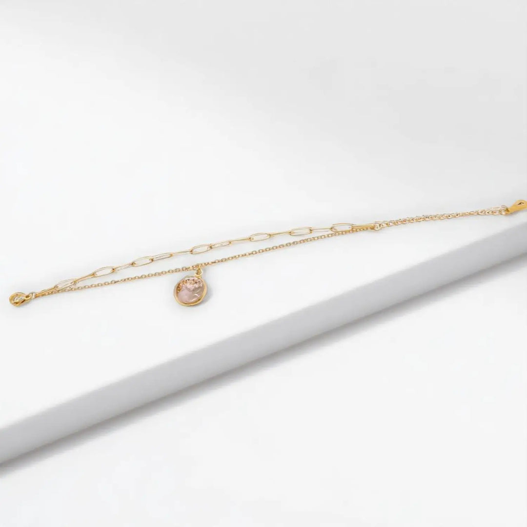 Rosy Glow Duo - Double-Layer (Paperclip/Ankerkette)