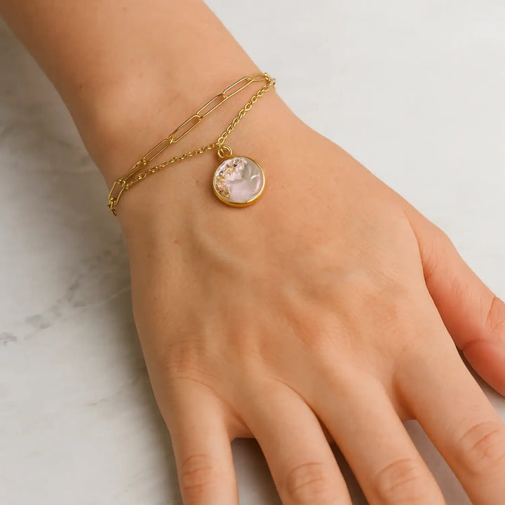 Rosy Glow Duo - Double-Layer (Paperclip/Ankerkette)