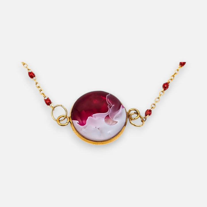 Ruby Elegance - Emaille-Perlenkette