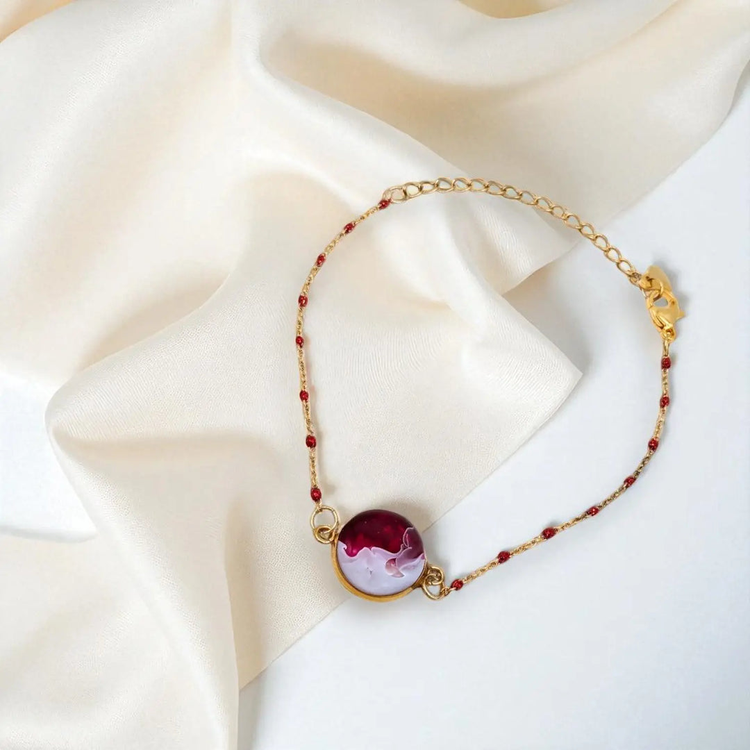 Ruby Elegance - Emaille-Perlenkette