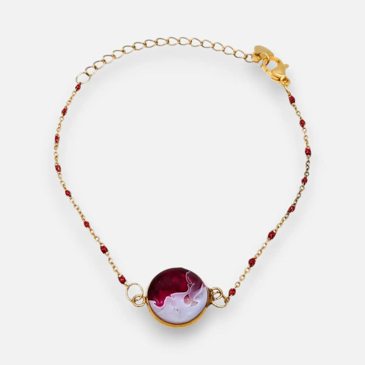 Ruby Elegance - Emaille-Perlenkette