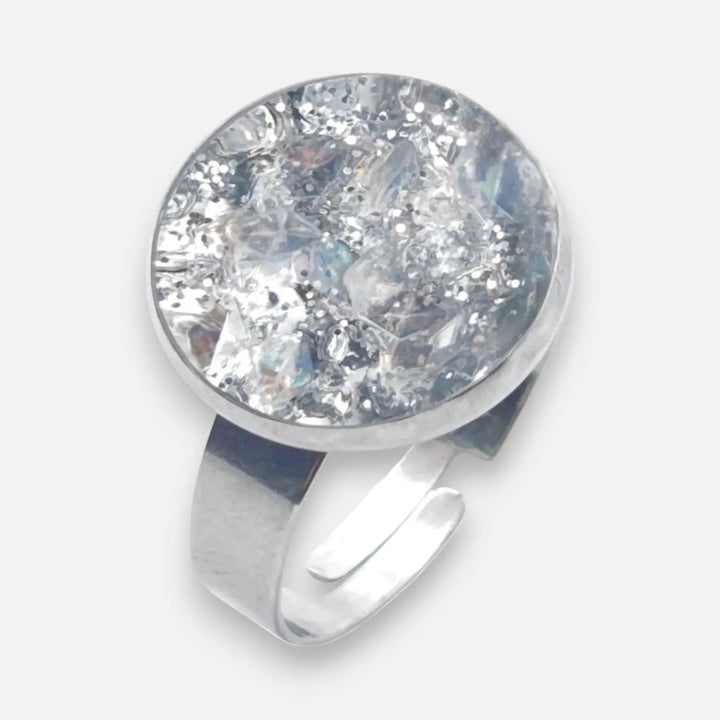 Silver Crystal Ring - Unigröße (verstellbar)