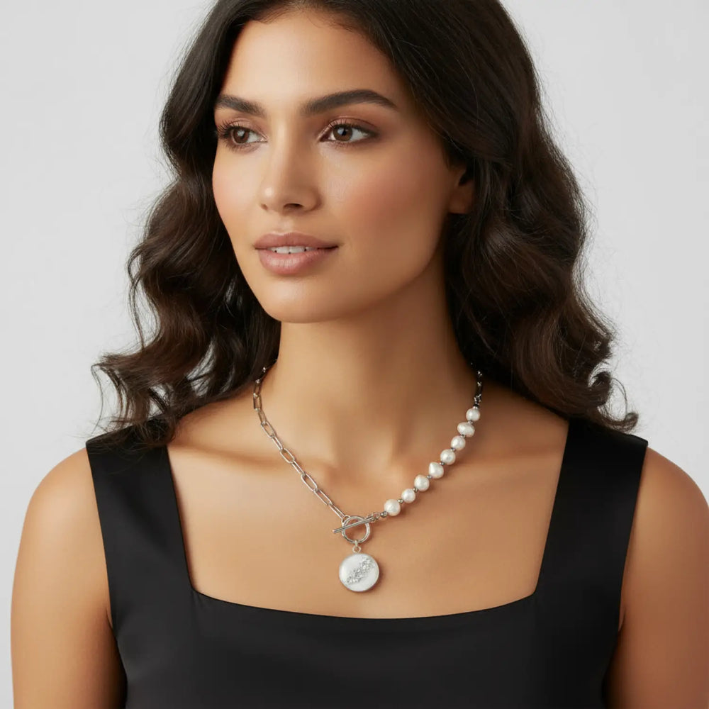 Silver Pearl - Paperclip/Naturperlen