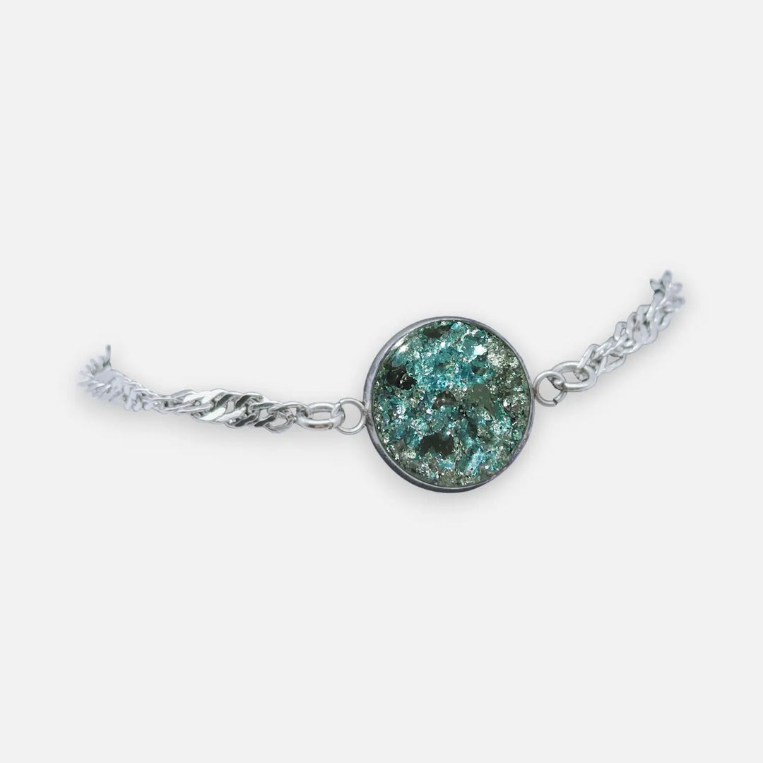 Singapore Twist Bracelet - Aqua Crystal Geode - Singapur-Kette