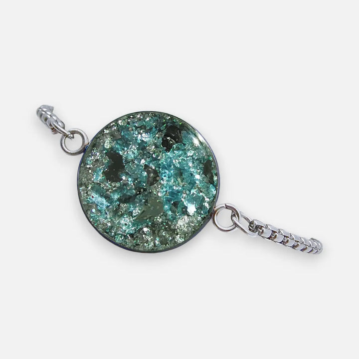 Slider Box Bracelet - Aqua Crystal Geode - Venezianerkette