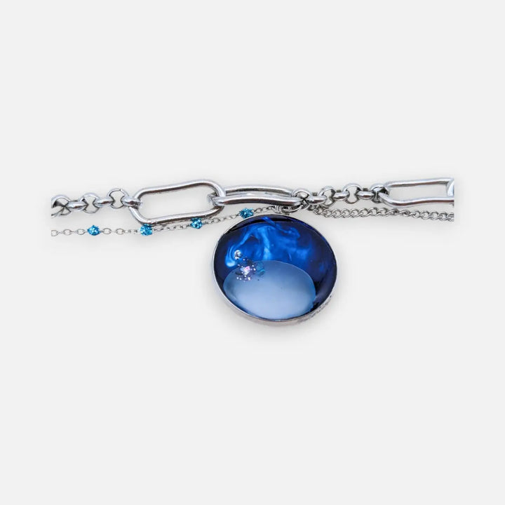 Translucent White Blue Duo - Double-Layer (Paperclip/Fantasiekette)