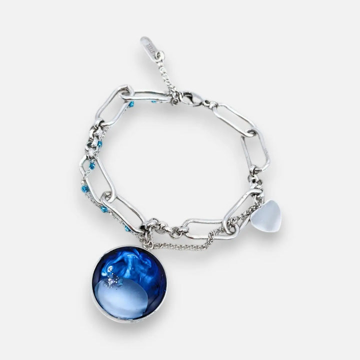 Translucent White Blue Duo - Double-Layer (Paperclip/Fantasiekette)