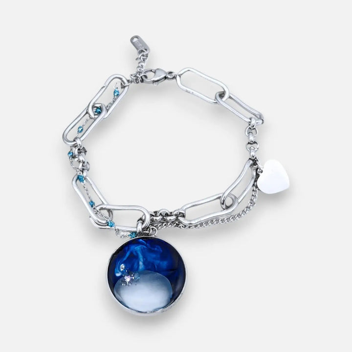 Translucent White Blue Duo - Double-Layer (Paperclip/Fantasiekette)