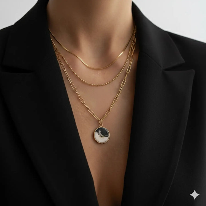 Tri Layered Gold Fusion Multi Layer (Paperclip /Kugel /Herringbonekette)