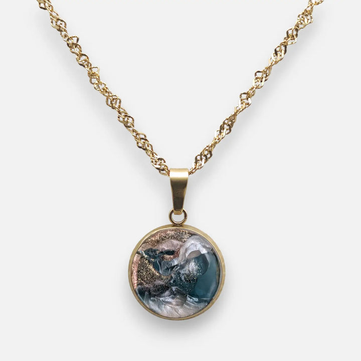 Triple Layer Extender - Smoky Teal Gold Dust - 3 reihige Halskette