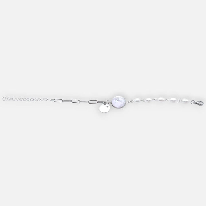 Zircon Pearl Mix - Süßwasserperlenkette/Paperclipkette