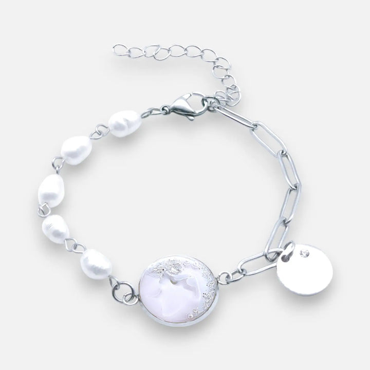 Zircon Pearl Mix - Süßwasserperlenkette/Paperclipkette