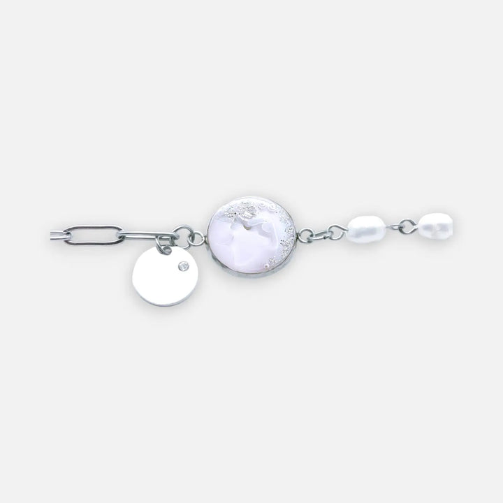 Zircon Pearl Mix - Süßwasserperlenkette/Paperclipkette