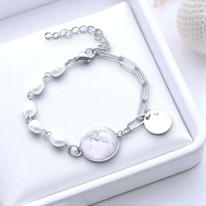 Zircon Pearl Mix - Süßwasserperlenkette/Paperclipkette